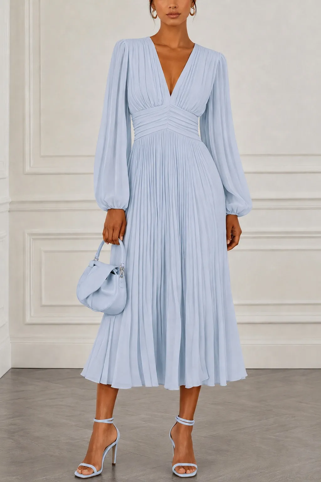 A-Line Tea Length Chiffon Wedding Guest Dress CG0359 sold by Cocomelody