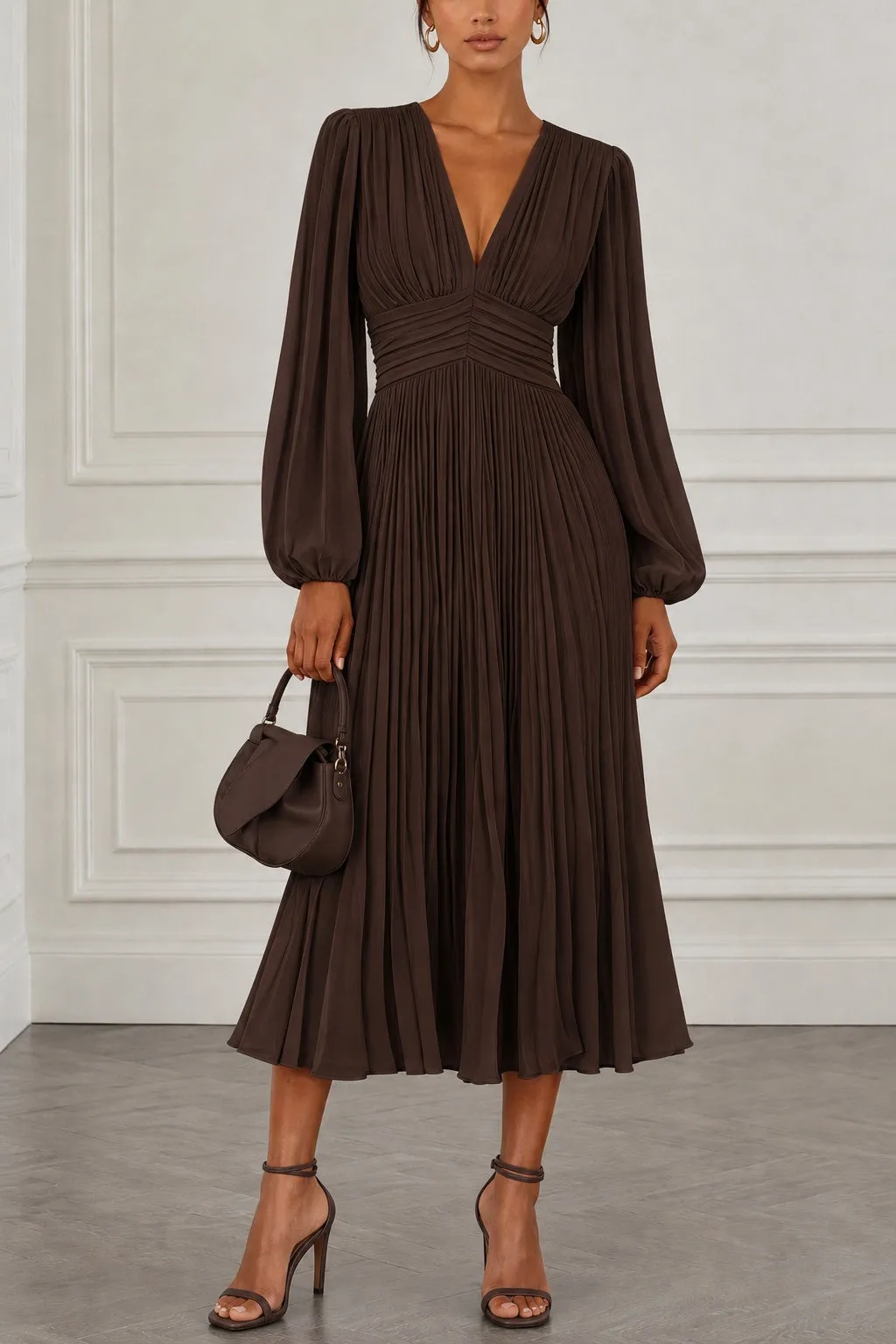 A-Line Tea Length Chiffon Wedding Guest Dress CG0359 sold by Cocomelody product image thumbnail 5