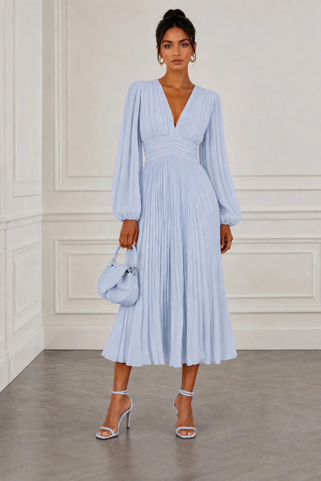 A-Line Tea Length Chiffon Wedding Guest Dress CG0359 sold by Cocomelody product image thumbnail 3