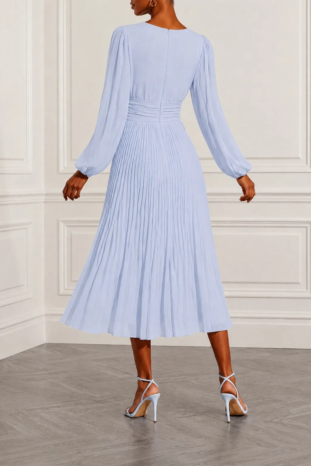 A-Line Tea Length Chiffon Wedding Guest Dress CG0359 sold by Cocomelody product image thumbnail 2