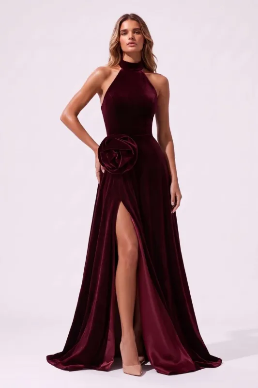 A-Line Floor Length Velvet Special Occasion Dress CS1095 made by Cocomelody