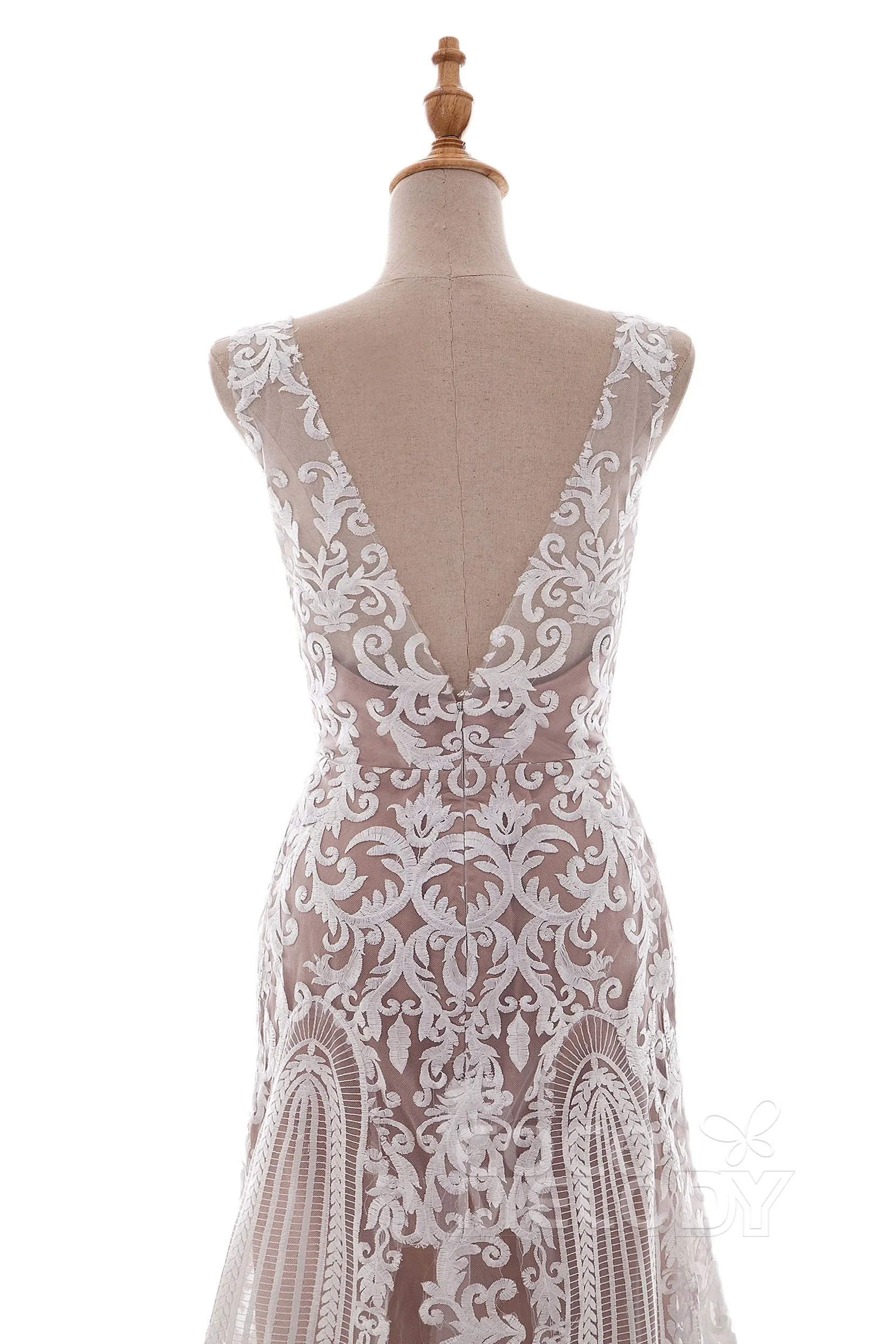 Fit-and-Flare Court Train Tulle Lace Wedding Dress LD4722 sold by Cocomelody product image thumbnail 5