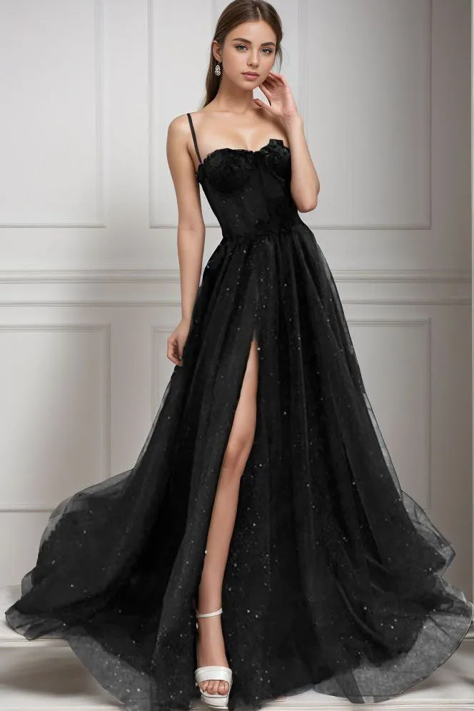 A-Line Sweep-Brush Train Tulle Prom Dress CS0439 sold by Cocomelody