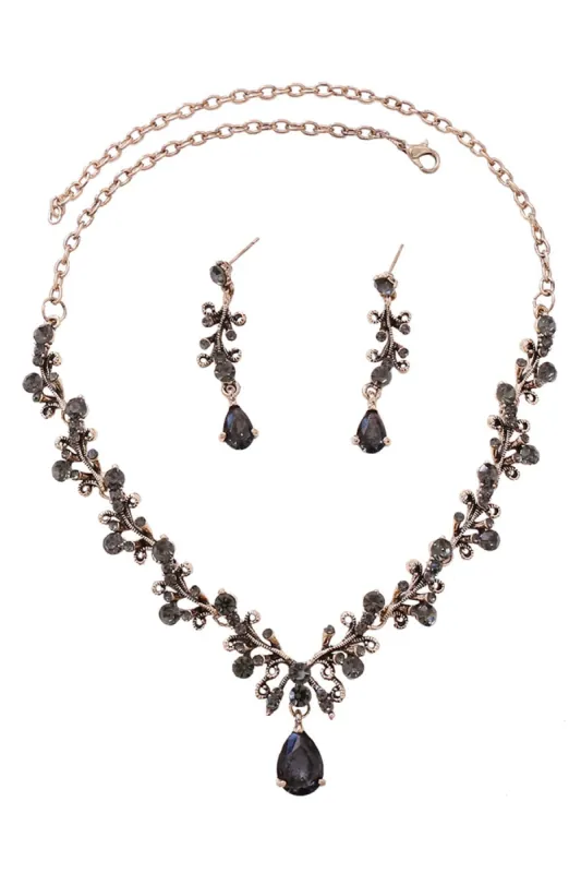 Alloy Rhinestone Necklace Earrings Jewelry CY0095 sold by Cocomelody