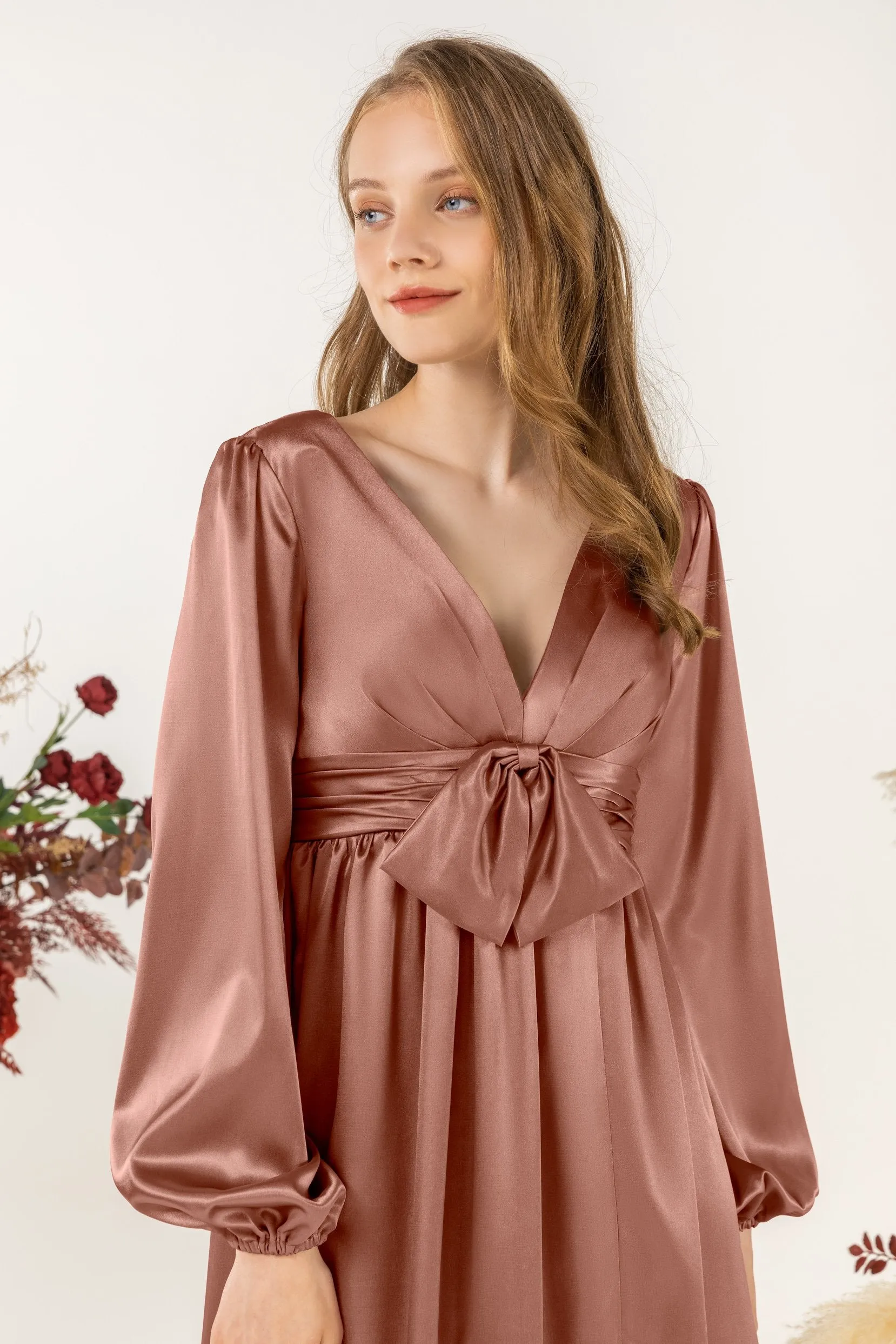 A-Line Sweep Luxe Satin Bridesmaid Dress Formal Dresses CB0508 sold by Cocomelody product image thumbnail 2