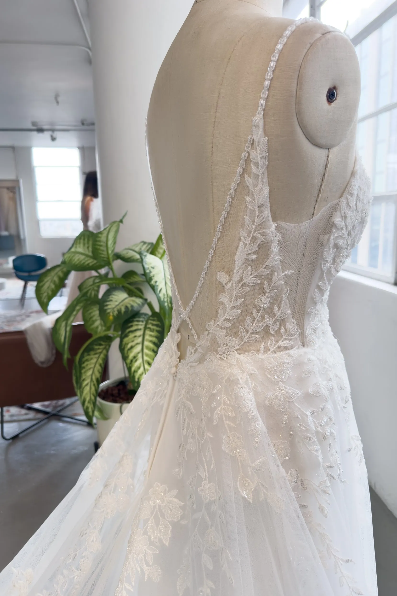 A-Line Cathedral Train Lace Tulle Wedding Dress CW2996 sold by Cocomelody product image thumbnail 4