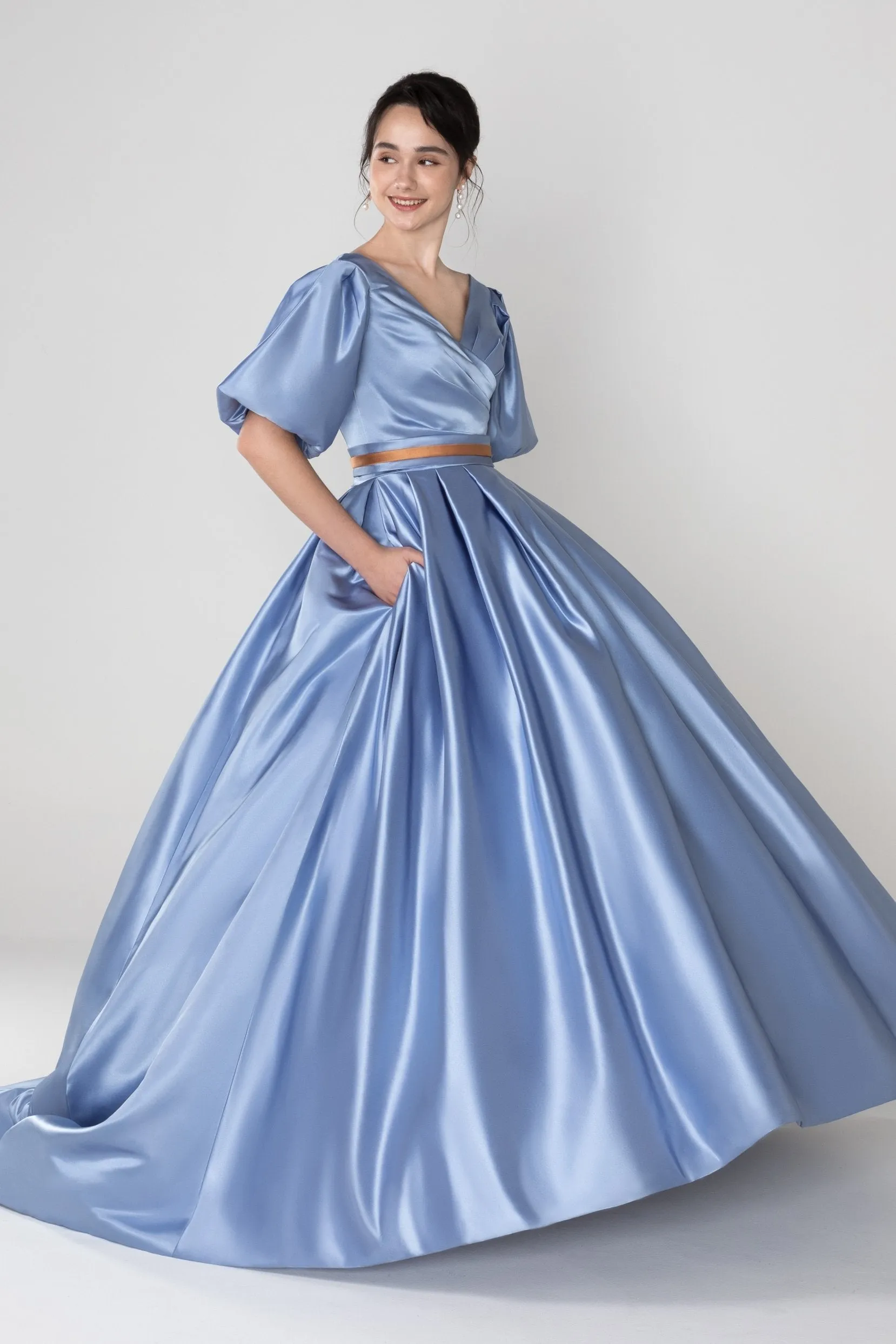 Cocomelody A-Line Court Train Satin Wedding Dress CW2519 Parallel