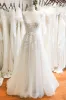 A-Line Sweep-Brush Train Lace Tulle Wedding Dress CW3119 sold by Cocomelody