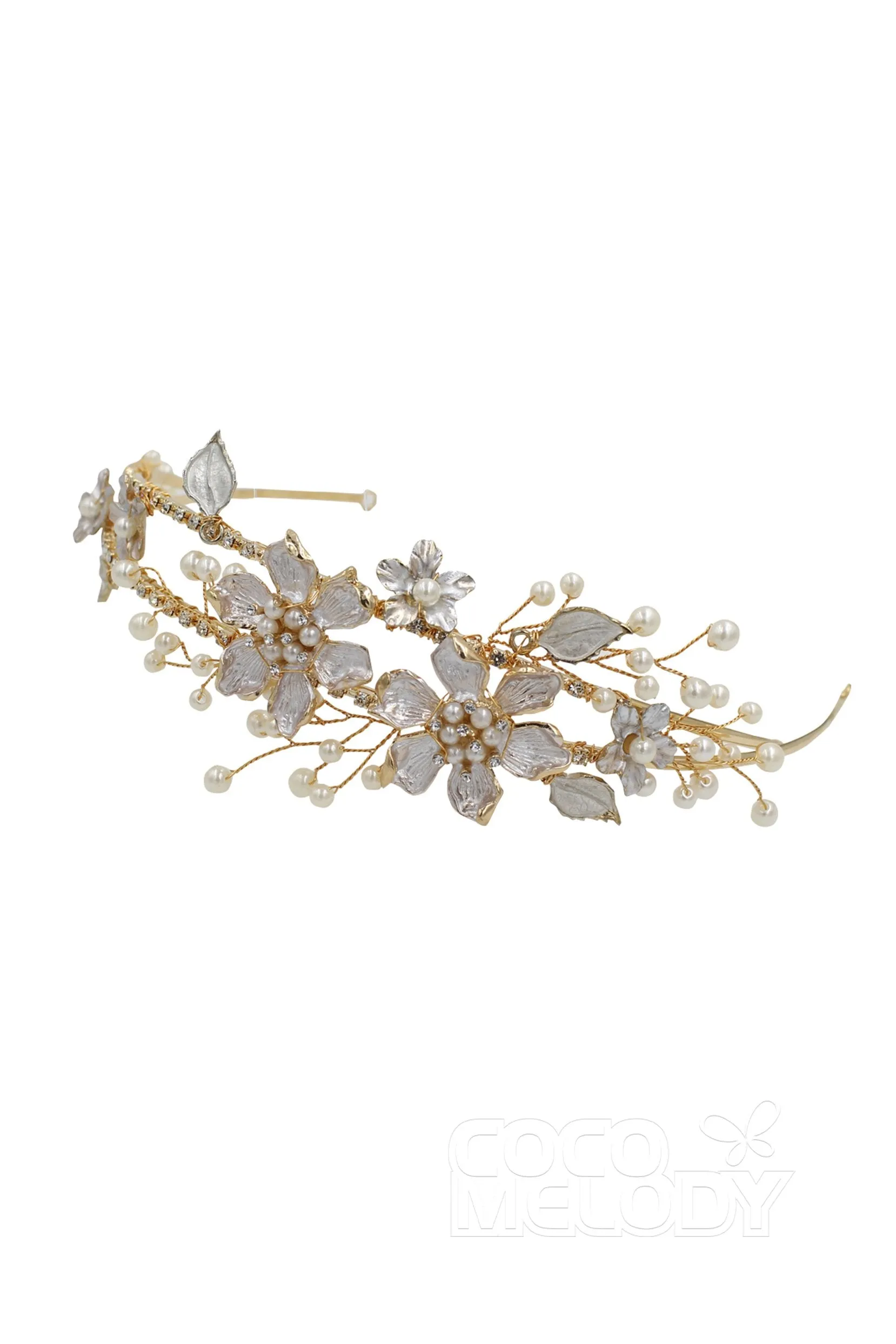 Alloy Headpiece Imitation Pearl Rhinestone Flower CH0178 sold by Cocomelody product image thumbnail 2