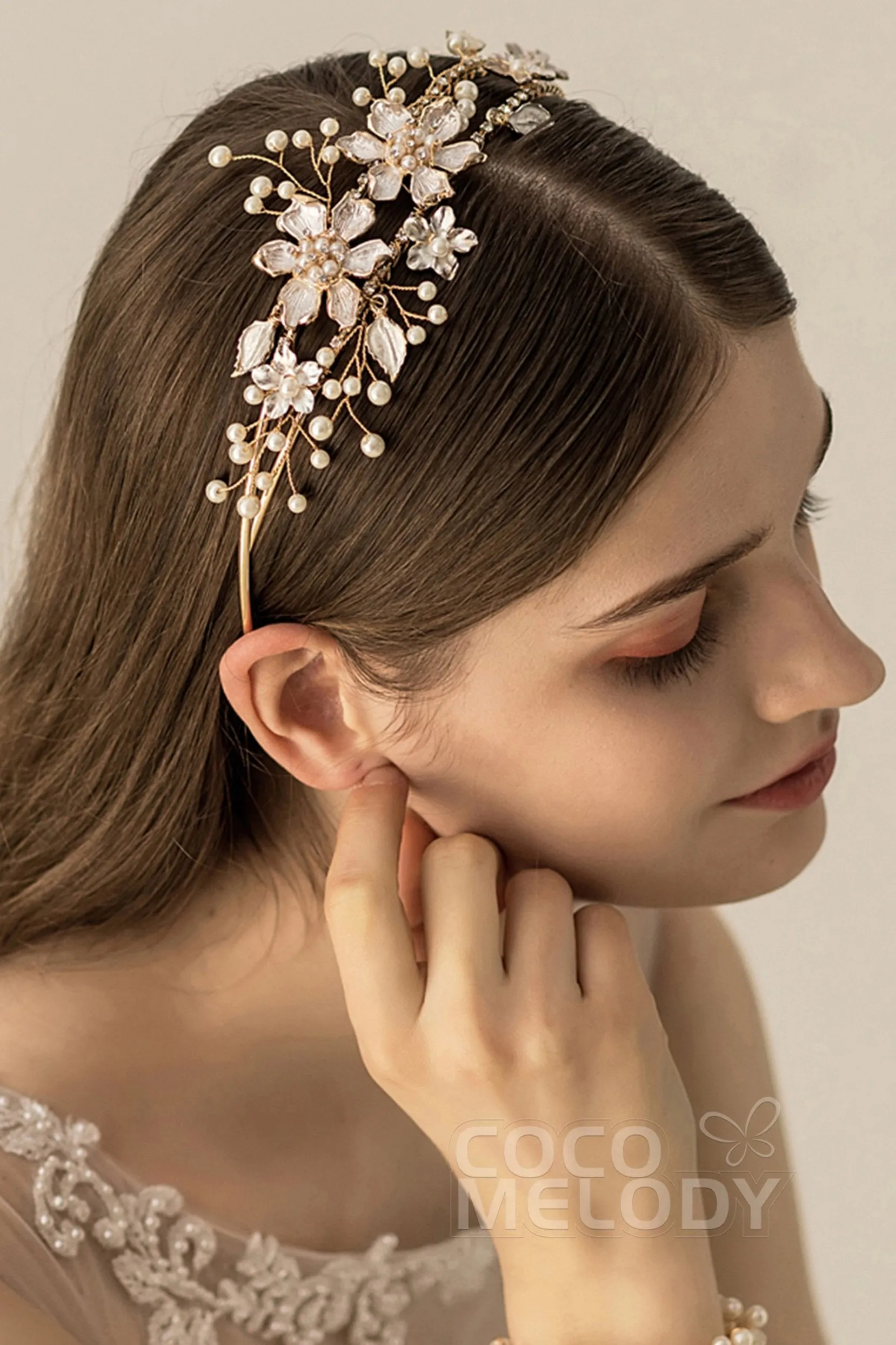 Alloy Headpiece Imitation Pearl Rhinestone Flower CH0178 sold by Cocomelody product image thumbnail 5