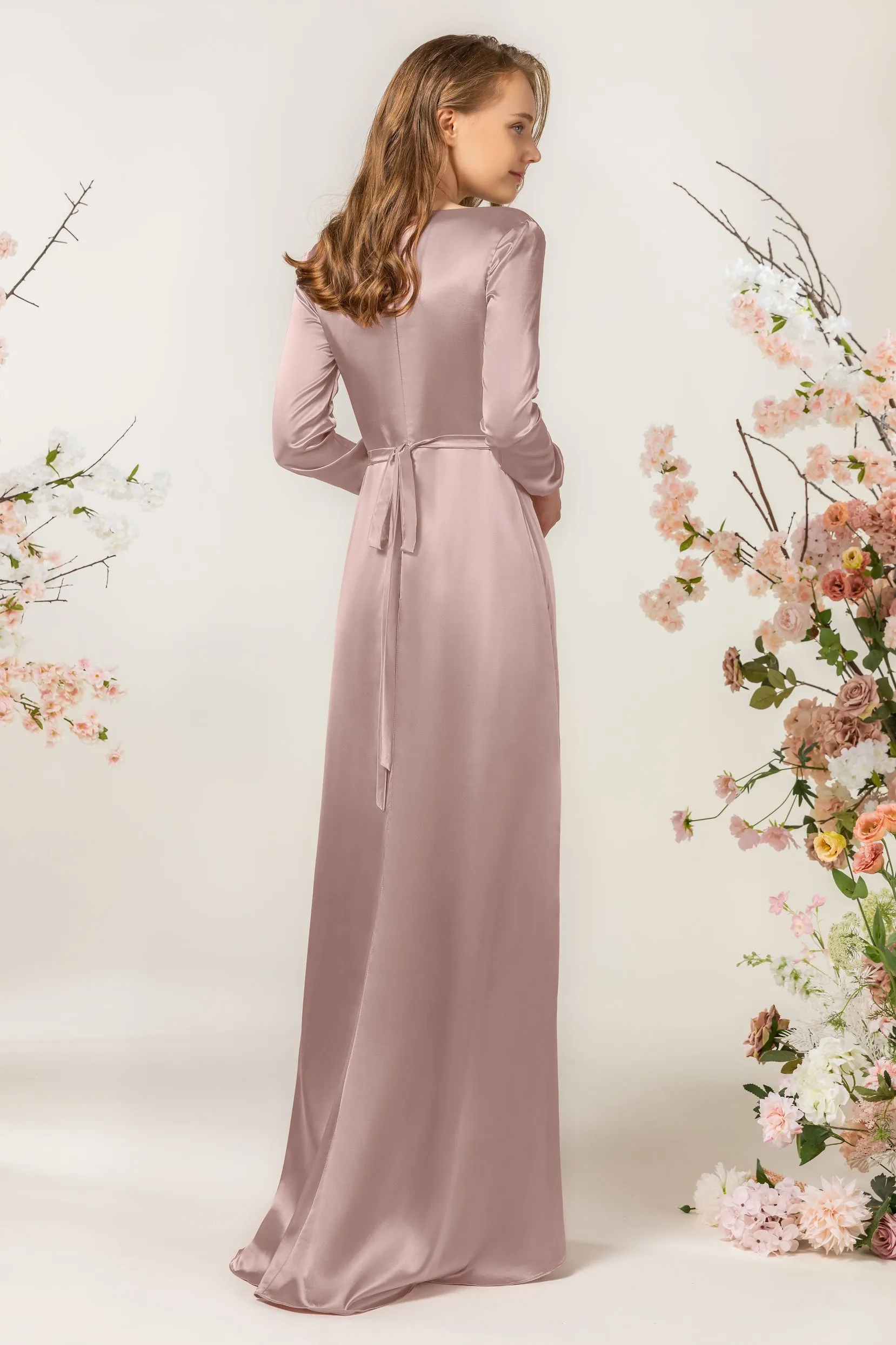 Sheath Sweep Acetate Satin Bridesmaid Dress Formal Dresses CB0506 sold by Cocomelody product image thumbnail 4