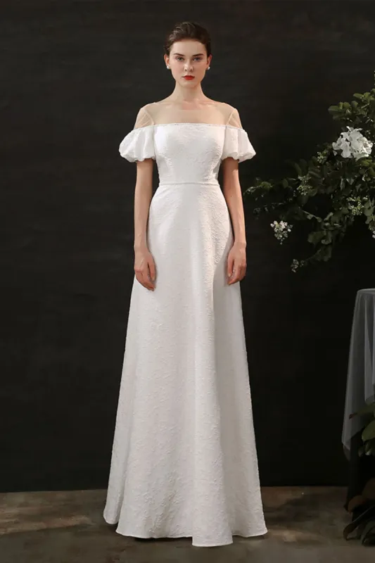 Sheath-Column Floor Length Satin Wedding Dress CW2691 sold by Cocomelody