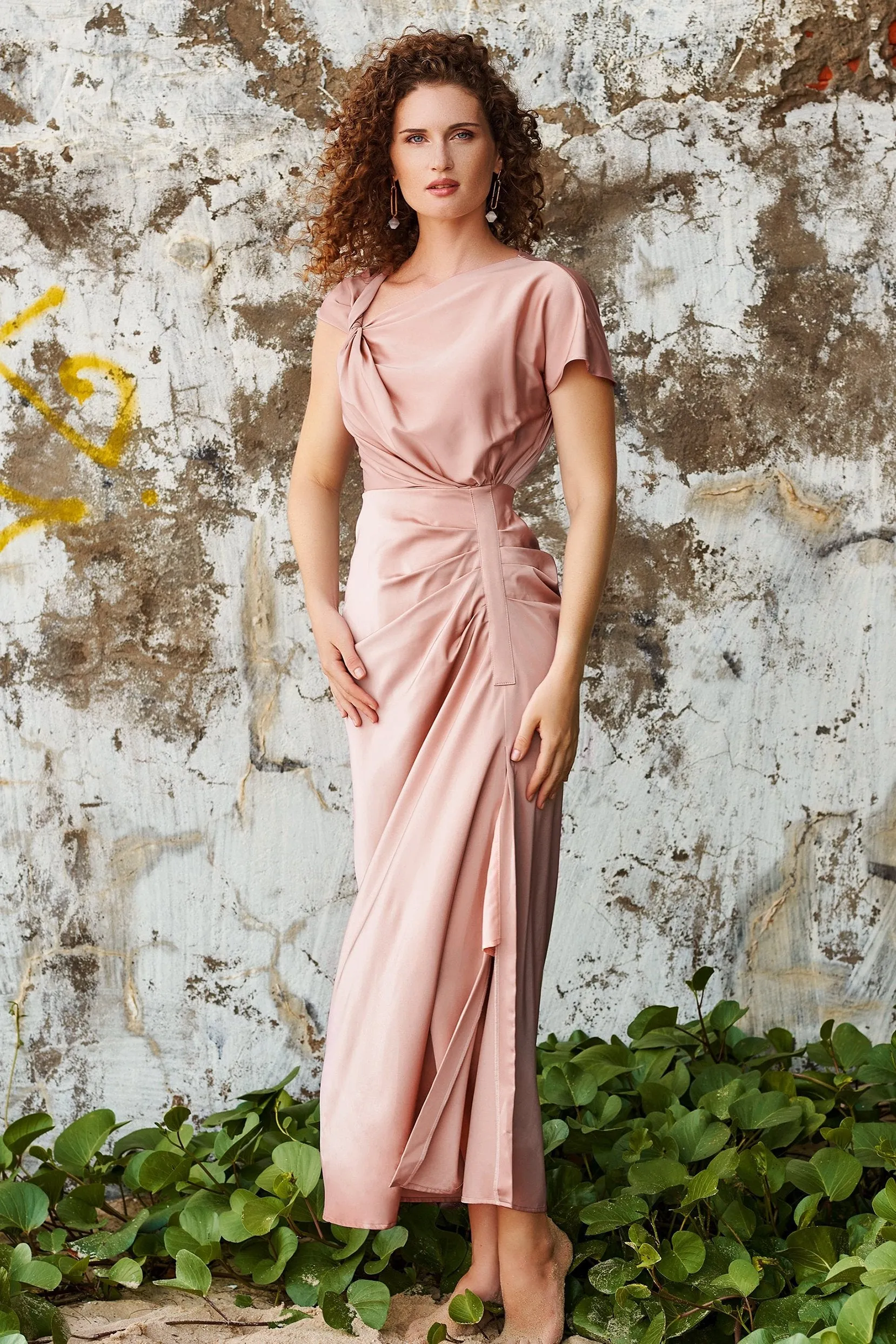 Sheath-Column Ankle Length Silk Blend Dress CG0085 sold by Cocomelody