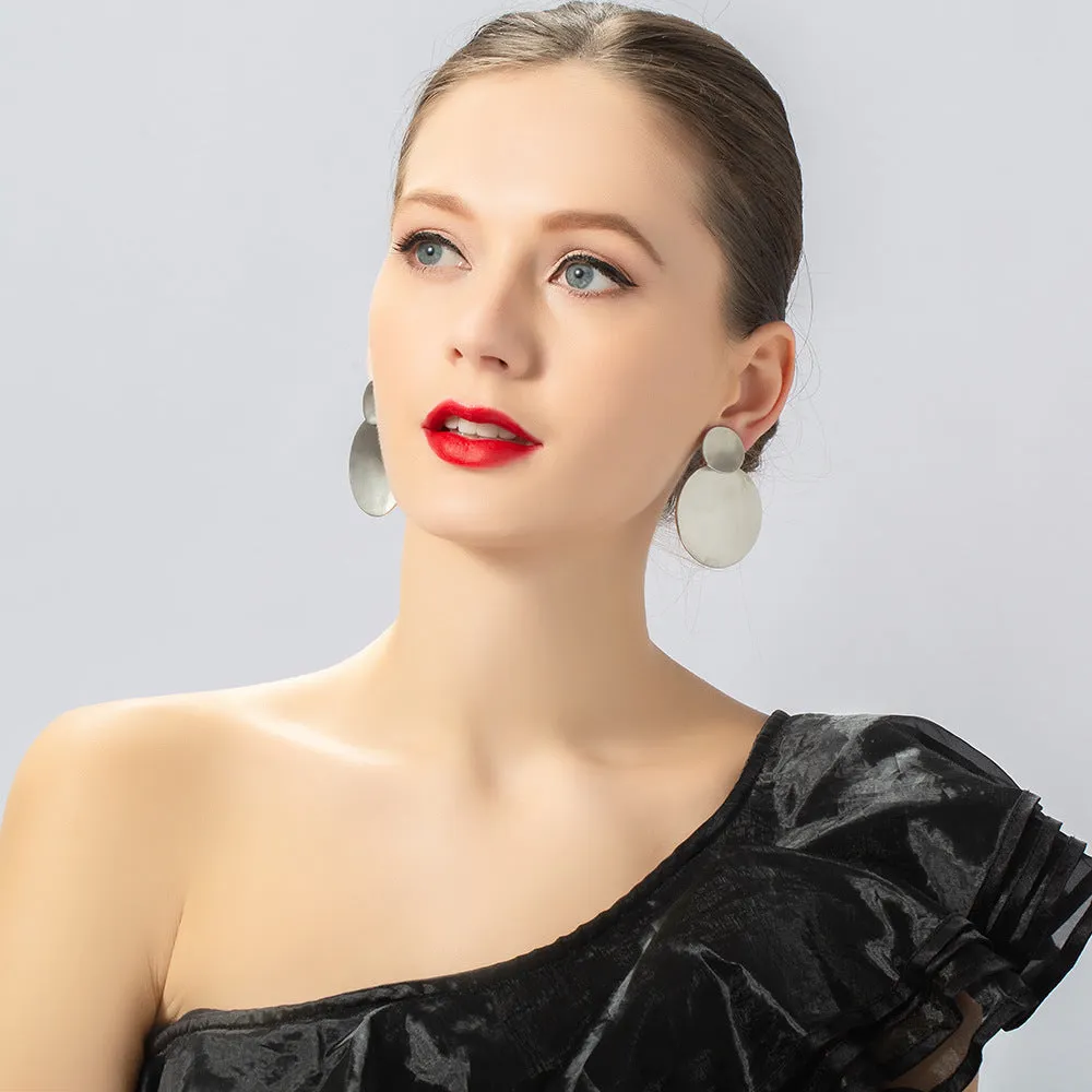 Fashion personality geometric brushed earclip medium long earrings 619305820647 sold by Cocomelody product image thumbnail 3