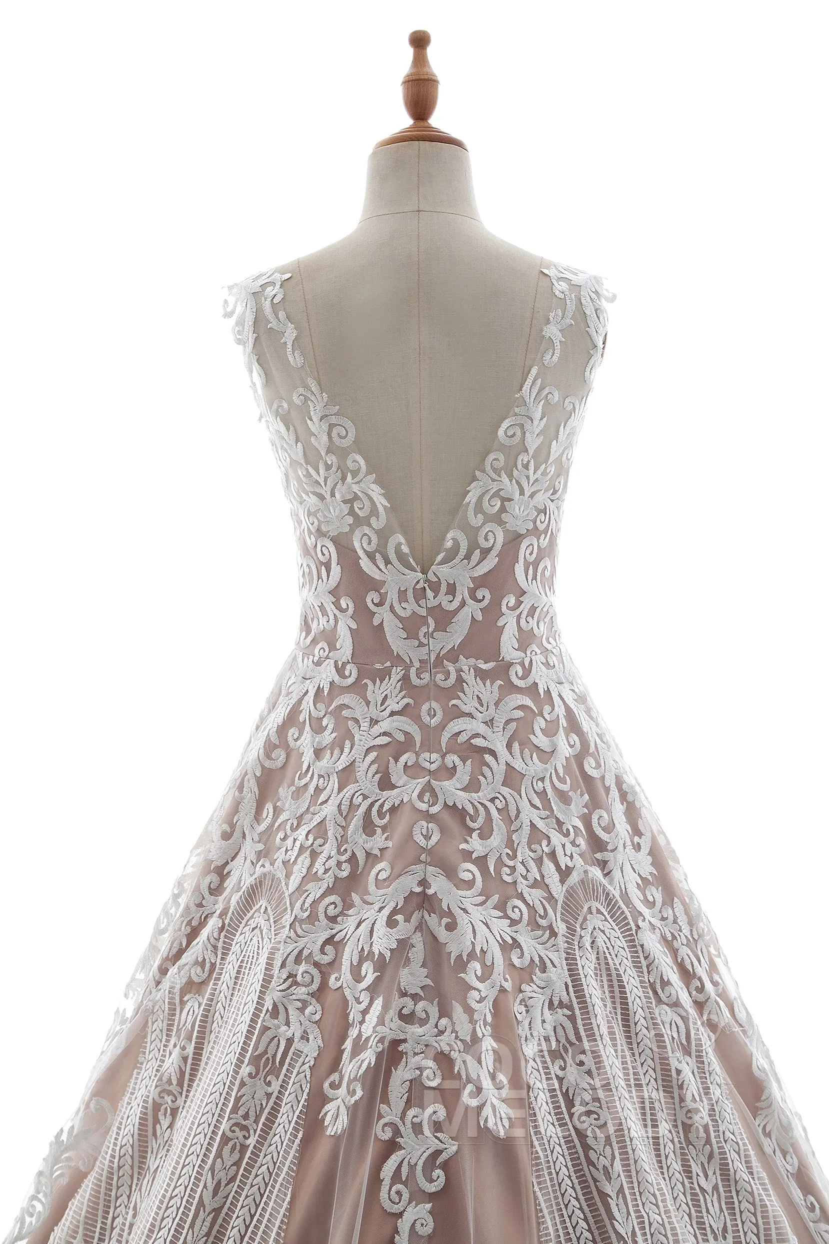 A-Line Chapel Train Tulle Lace Gothic Wedding Dress LD5190 sold by Cocomelody product image thumbnail 5