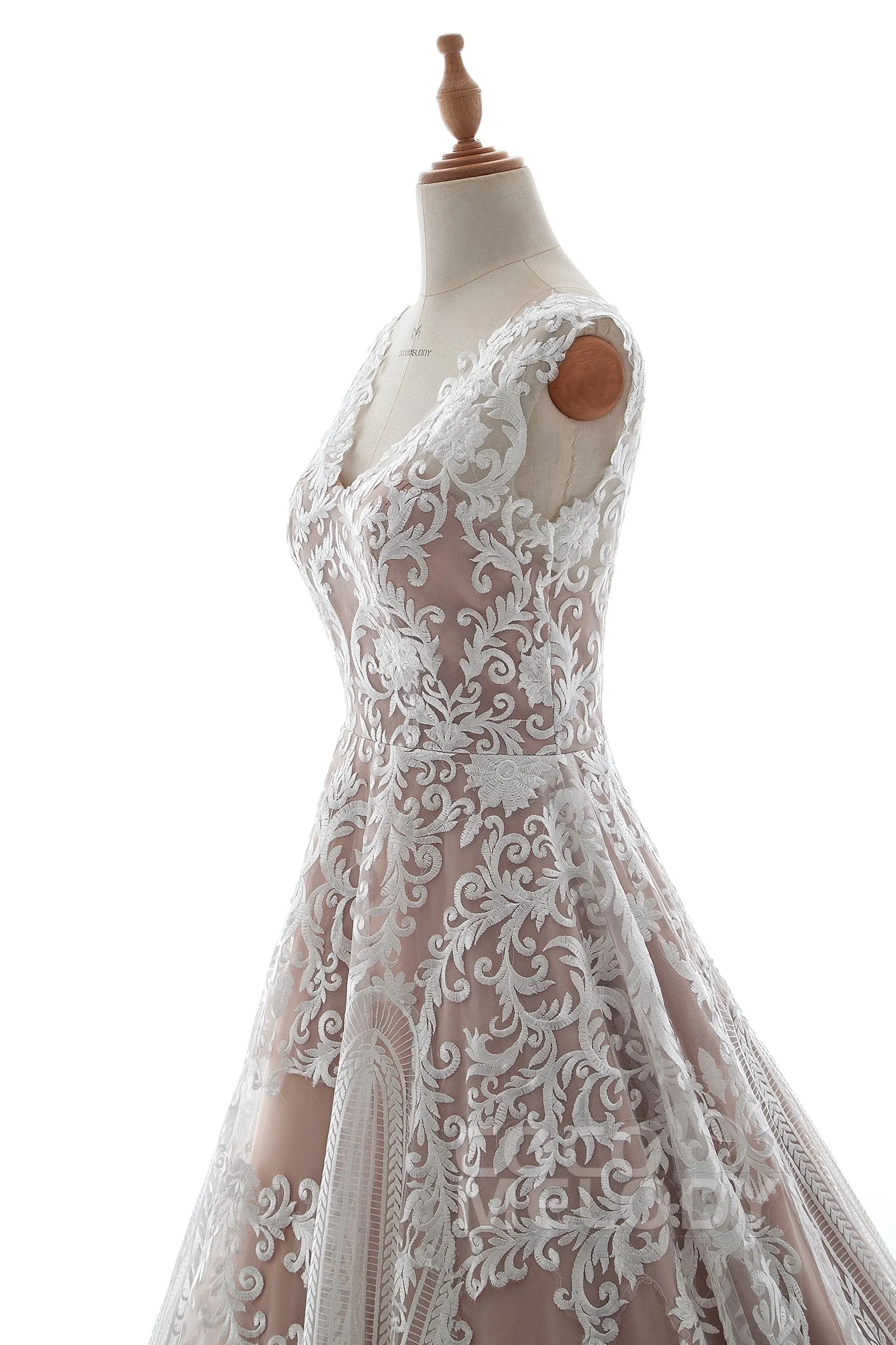 A-Line Chapel Train Tulle Lace Gothic Wedding Dress LD5190 sold by Cocomelody product image thumbnail 4