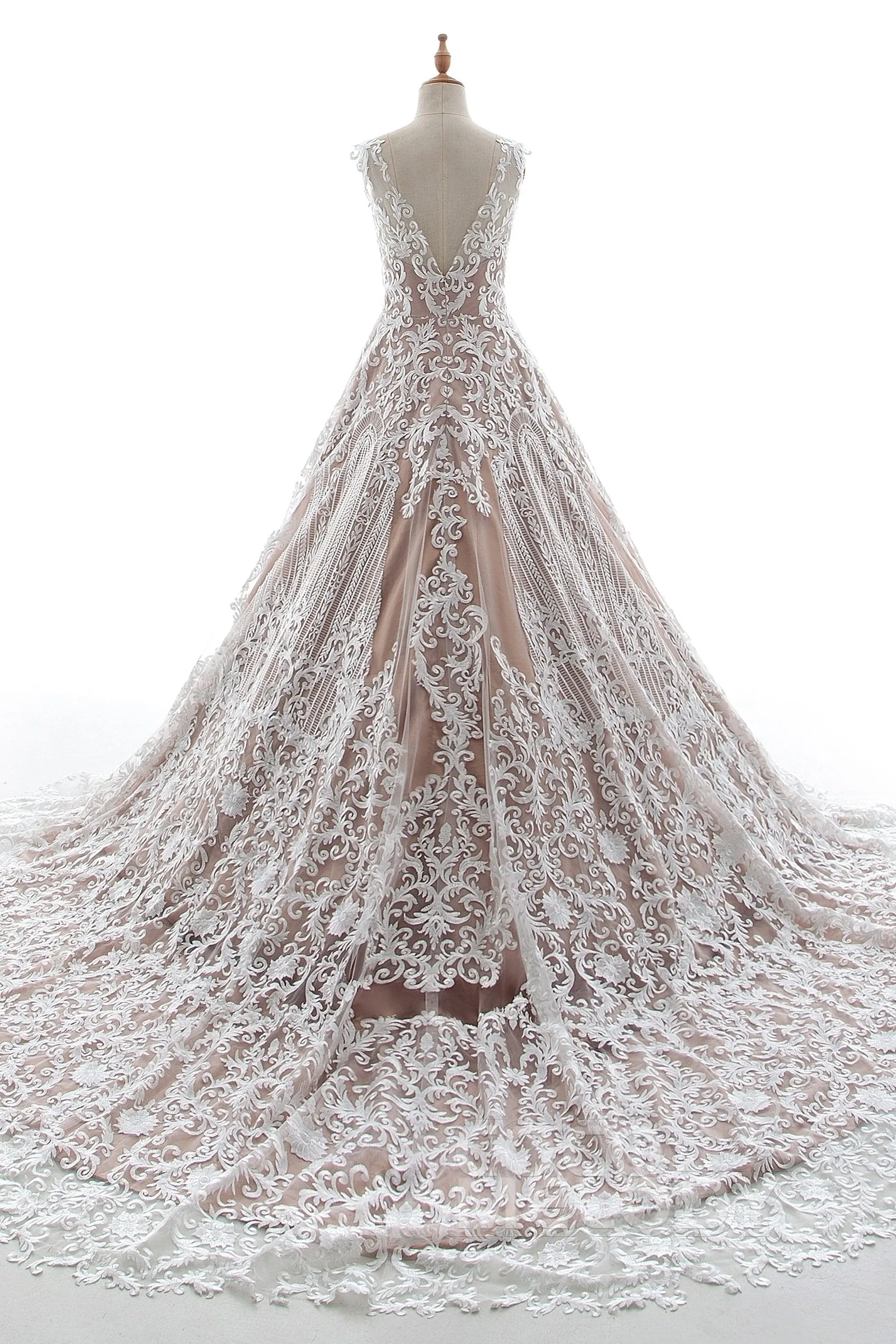 A-Line Chapel Train Tulle Lace Gothic Wedding Dress LD5190 sold by Cocomelody product image thumbnail 2