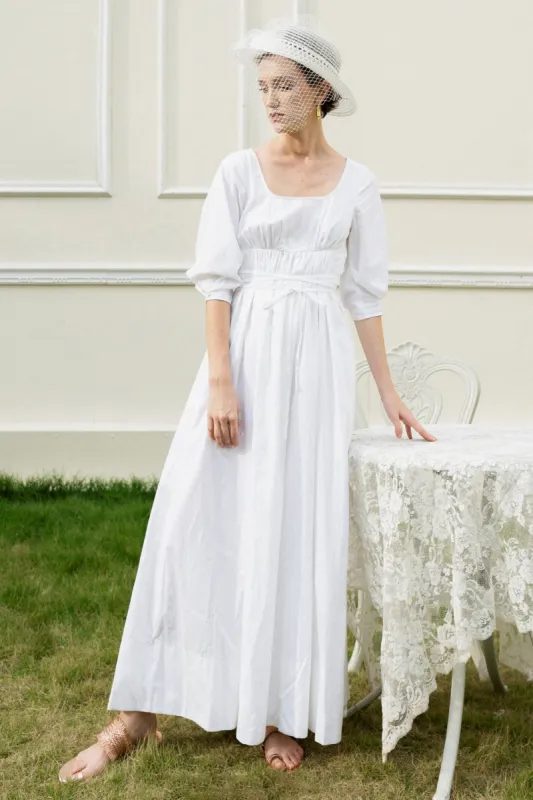 A-Line Ankle Length Cotton Or Linen Wedding Dress CW3197 sold by Cocomelody