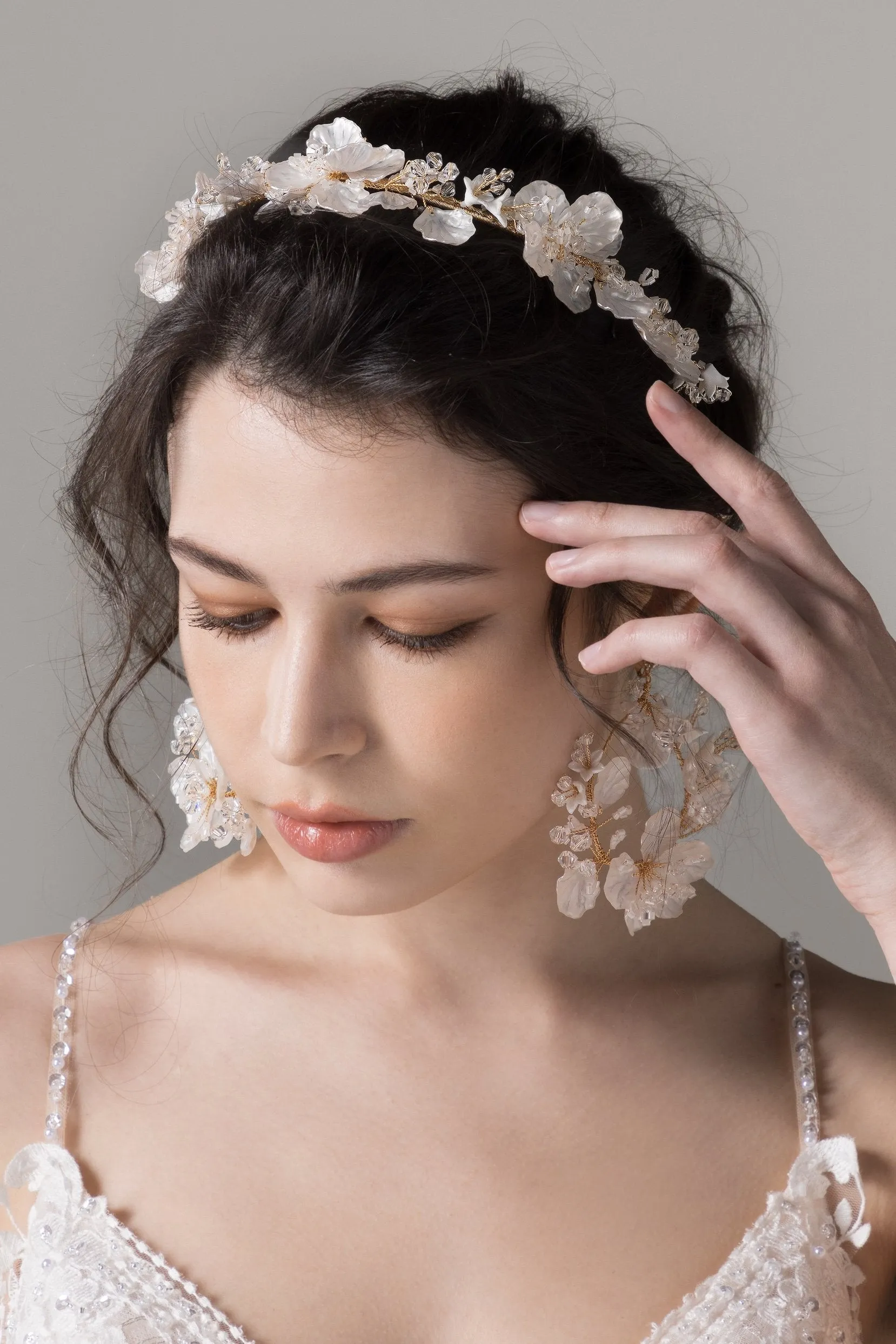 Crystals Flower Headpiece Earrings Jewelry CY0057 sold by Cocomelody