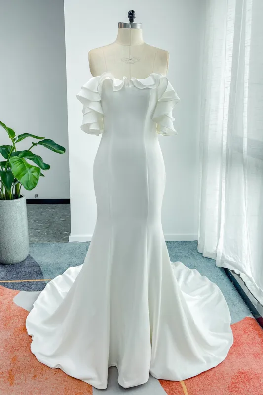 Trumpet-Mermaid Court Train Stretch Satin Wedding Dress CW3130 sold by Cocomelody