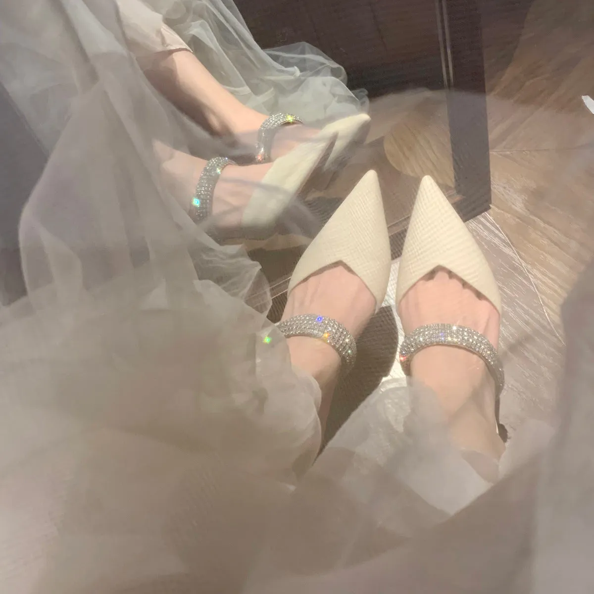 Black Rhinestone Pointy Stiletto heel Sandals 671551594825 sold by Cocomelody product image thumbnail 5