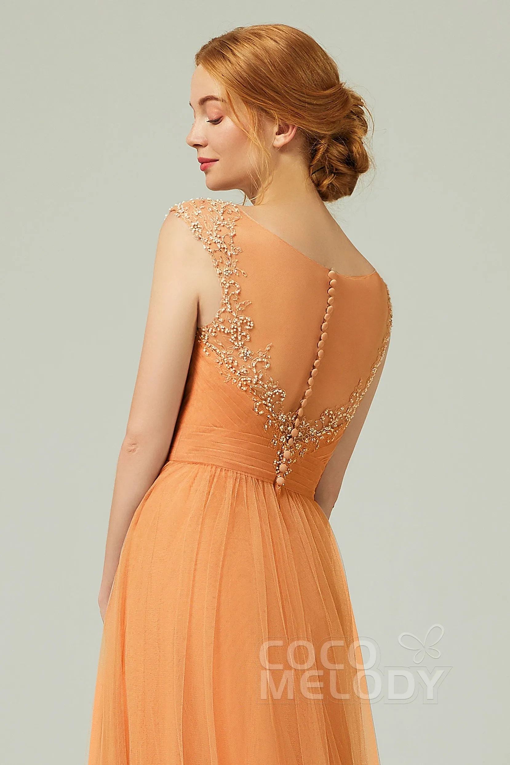 A-Line Floor Length Tulle Bridesmaid Dress CB0313 sold by Cocomelody product image thumbnail 5