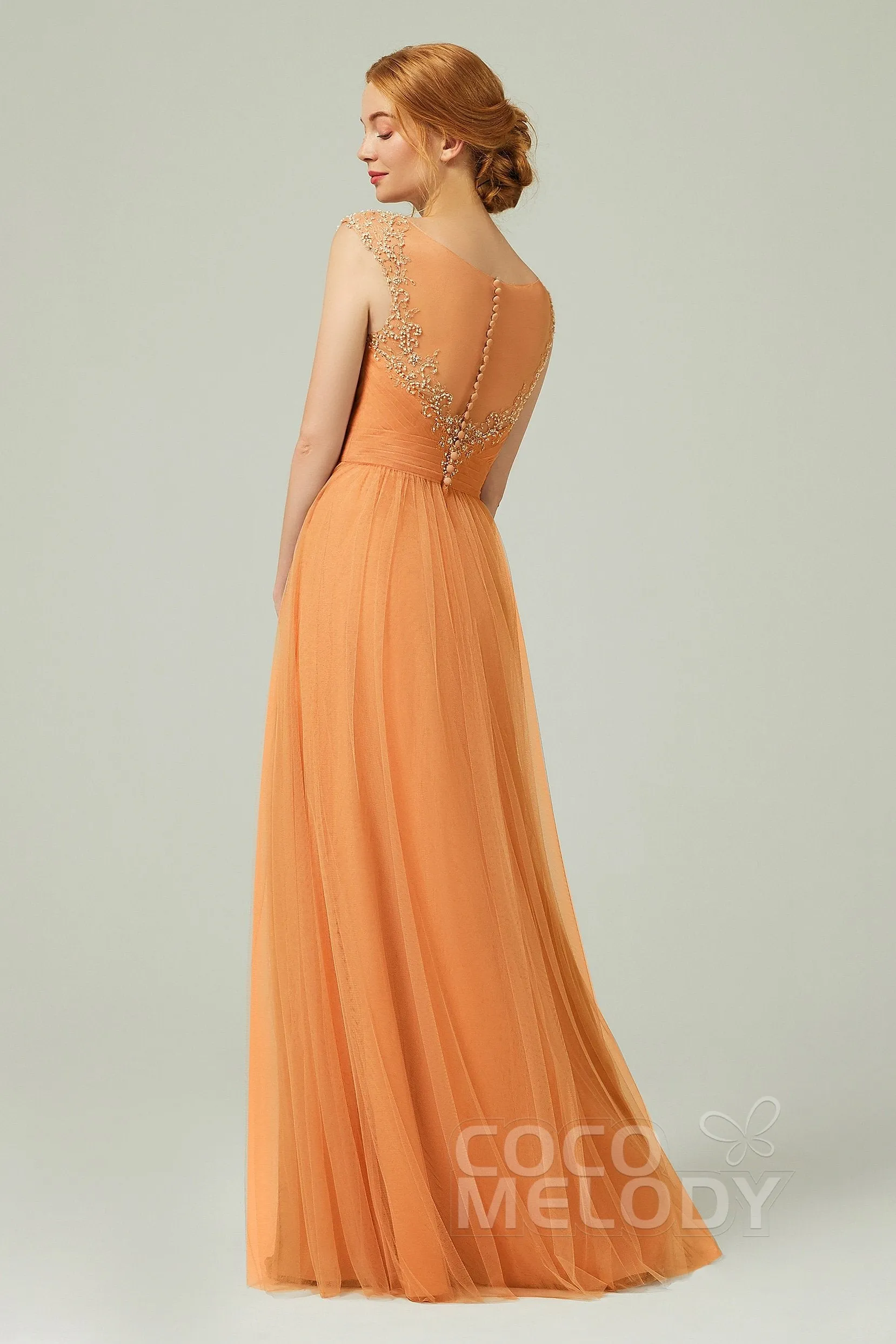 A-Line Floor Length Tulle Bridesmaid Dress CB0313 sold by Cocomelody product image thumbnail 2