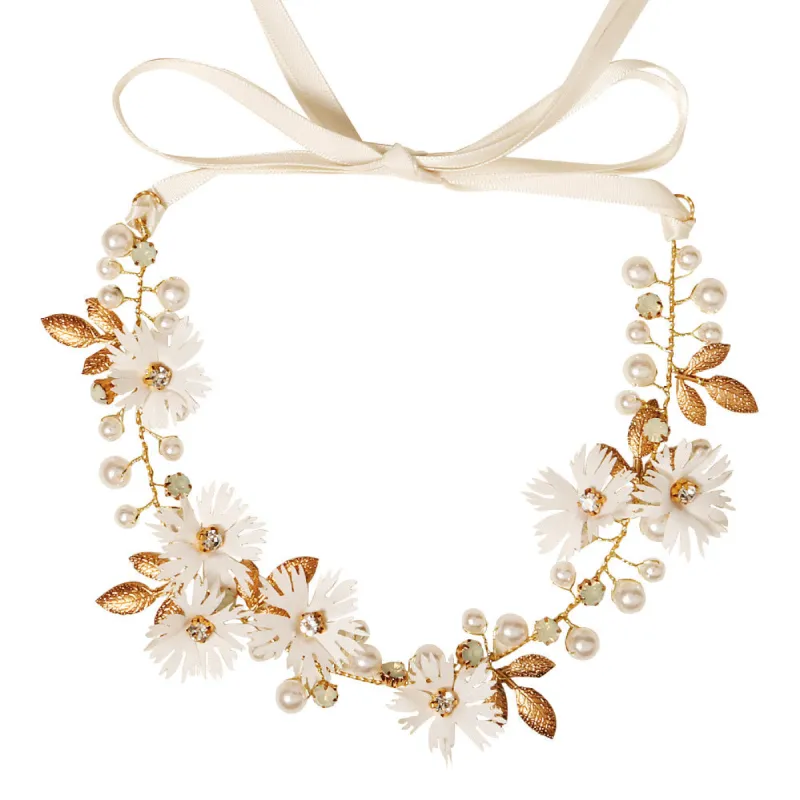 Bridal Headpieces Girls hair pieces Fabric flowers Pearl soft chain headpieces  650978170351 sold by Cocomelody