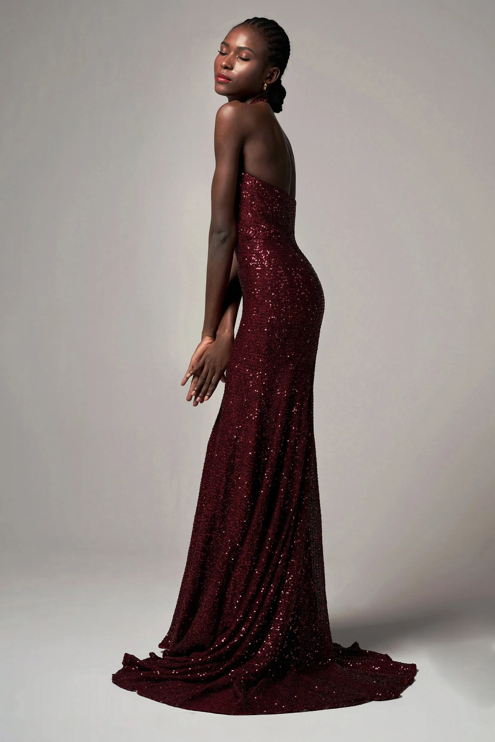 Trumpet-Mermaid Sweep-Brush Train Sequined Dress CB0398 sold by Cocomelody product image thumbnail 4