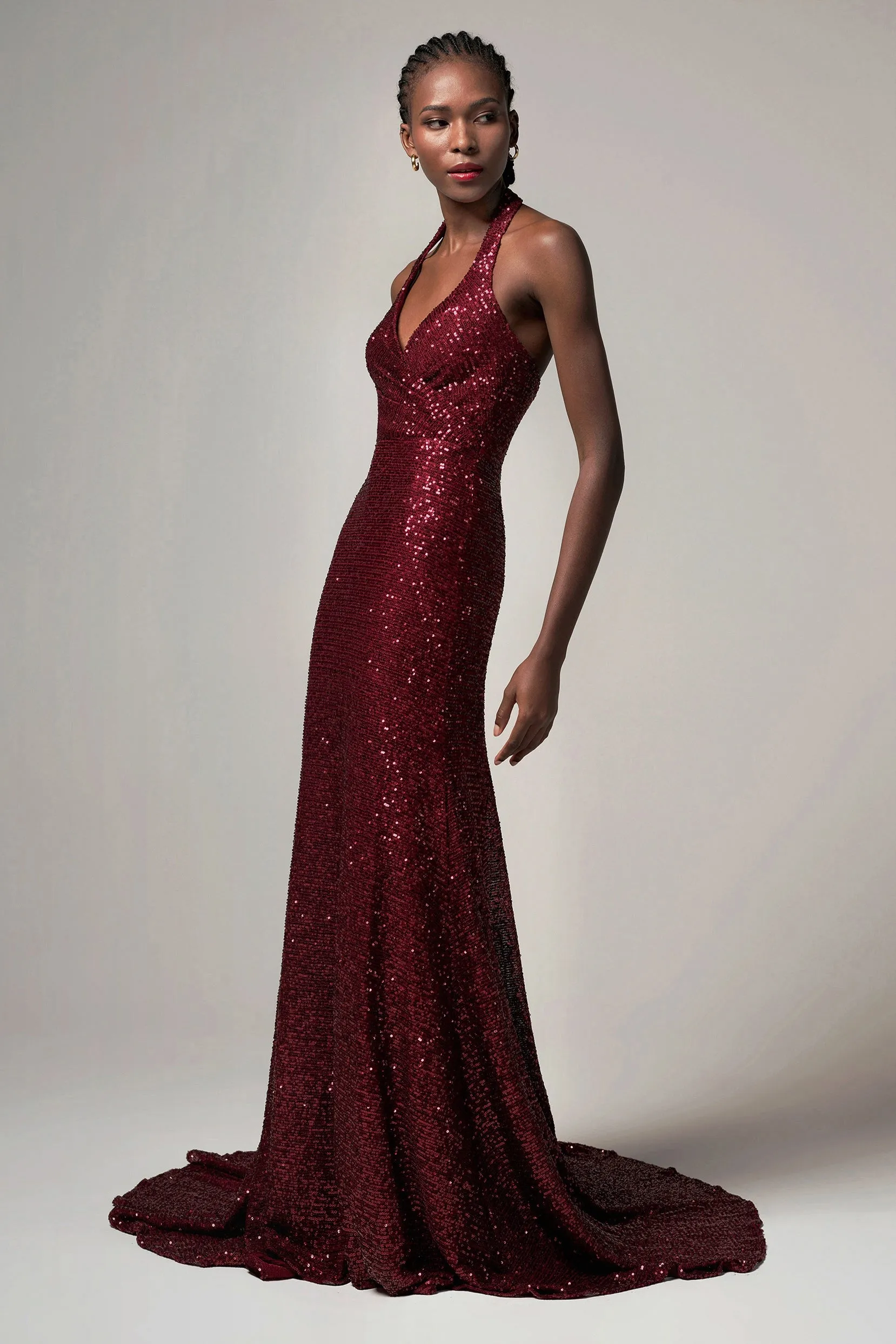 Trumpet-Mermaid Sweep-Brush Train Sequined Dress CB0398 sold by Cocomelody product image thumbnail 3