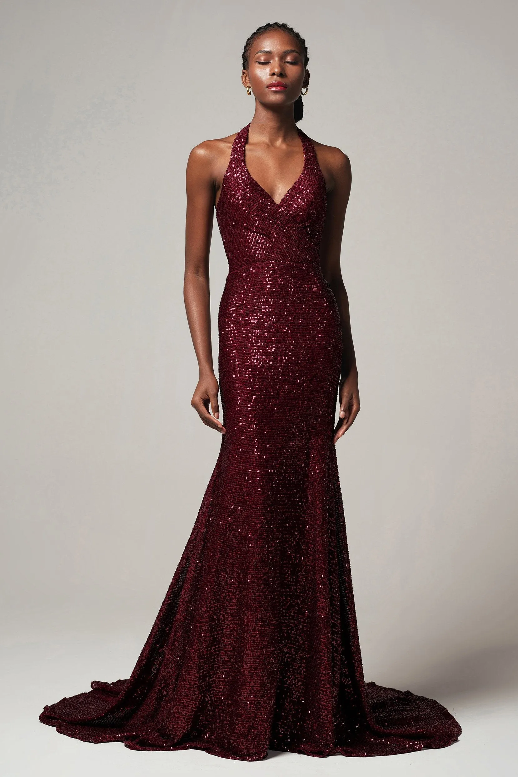 Trumpet-Mermaid Sweep-Brush Train Sequined Dress CB0398 sold by Cocomelody