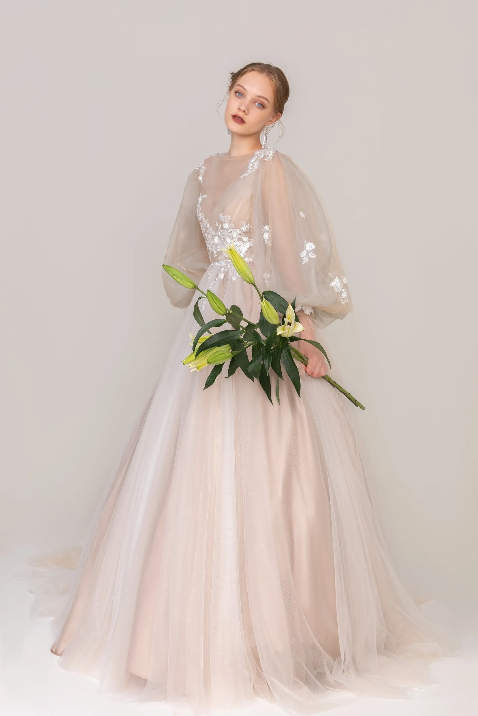 A-Line Court Train Tulle Wedding Dress CW2421 sold by Cocomelody
