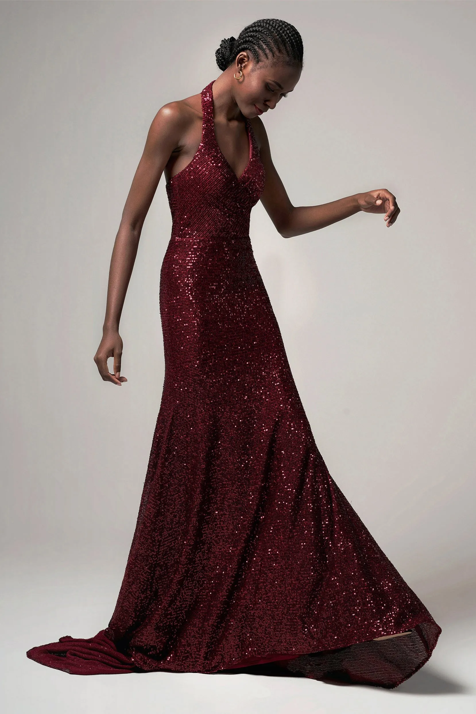 Trumpet-Mermaid Sweep-Brush Train Sequined Dress CB0398 sold by Cocomelody product image thumbnail 5