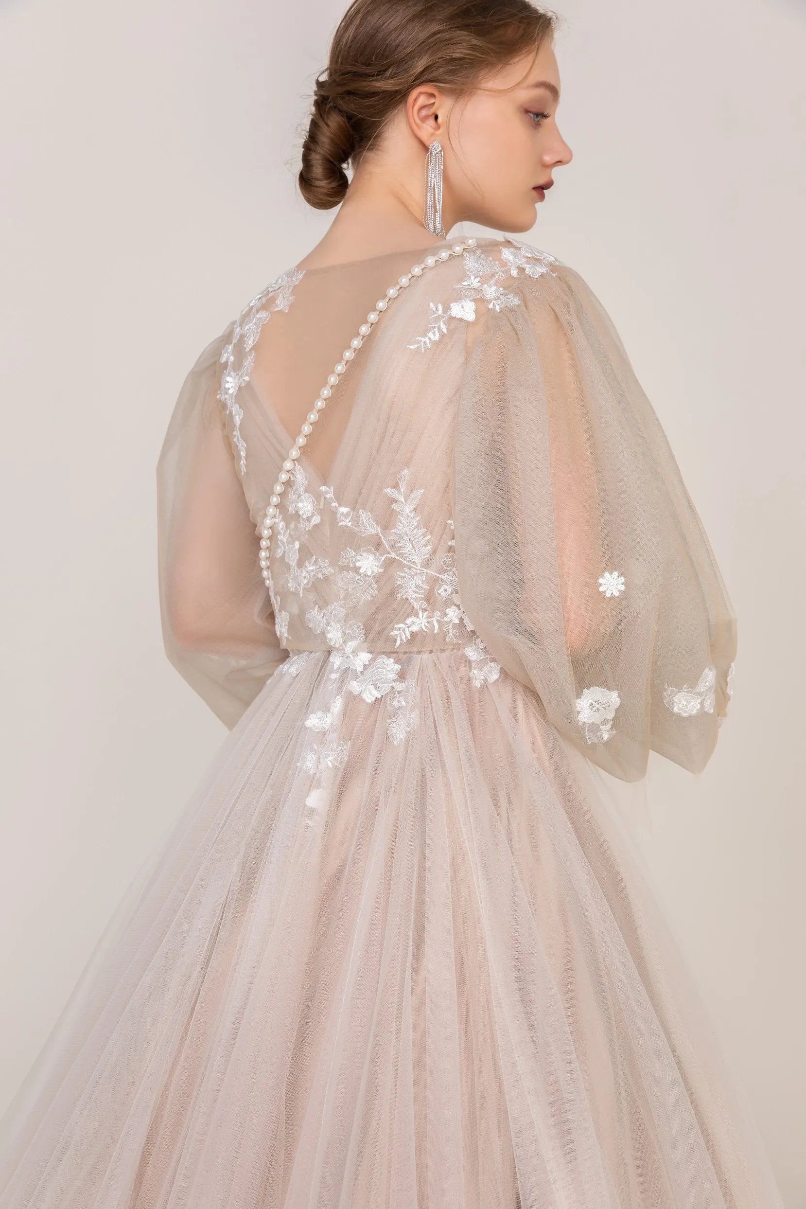 A-Line Court Train Tulle Wedding Dress CW2421 sold by Cocomelody product image thumbnail 2