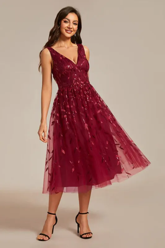 A-Line Tea Length Glitter Dress CM0195 sold by Cocomelody