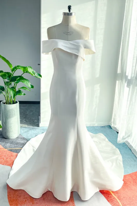 Trumpet-Mermaid Court Train Mikado Wedding Dress CW3125 sold by Cocomelody