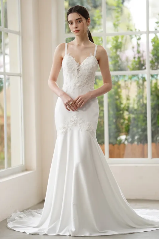 Trumpet-Mermaid Court Train Stretch Satin Wedding Dress CW3311 sold by Cocomelody