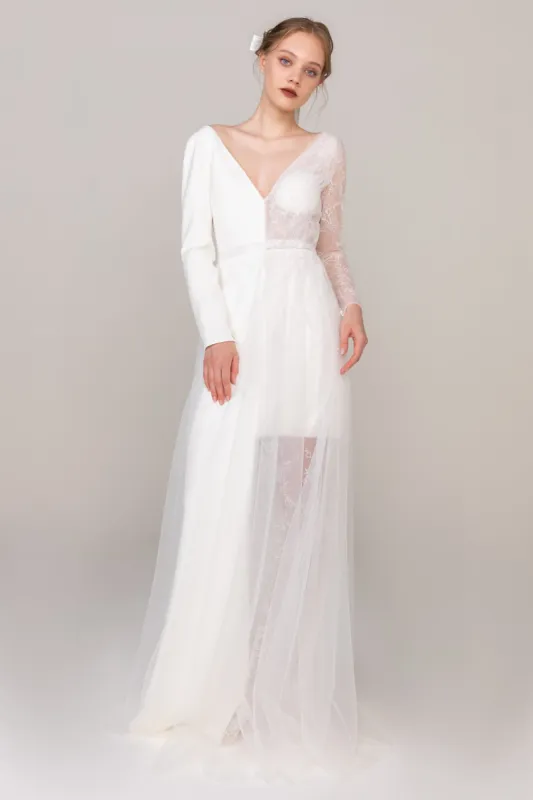 Sheath Floor Length Elastic Cloth Tulle Wedding Dress CW2410 sold by Cocomelody