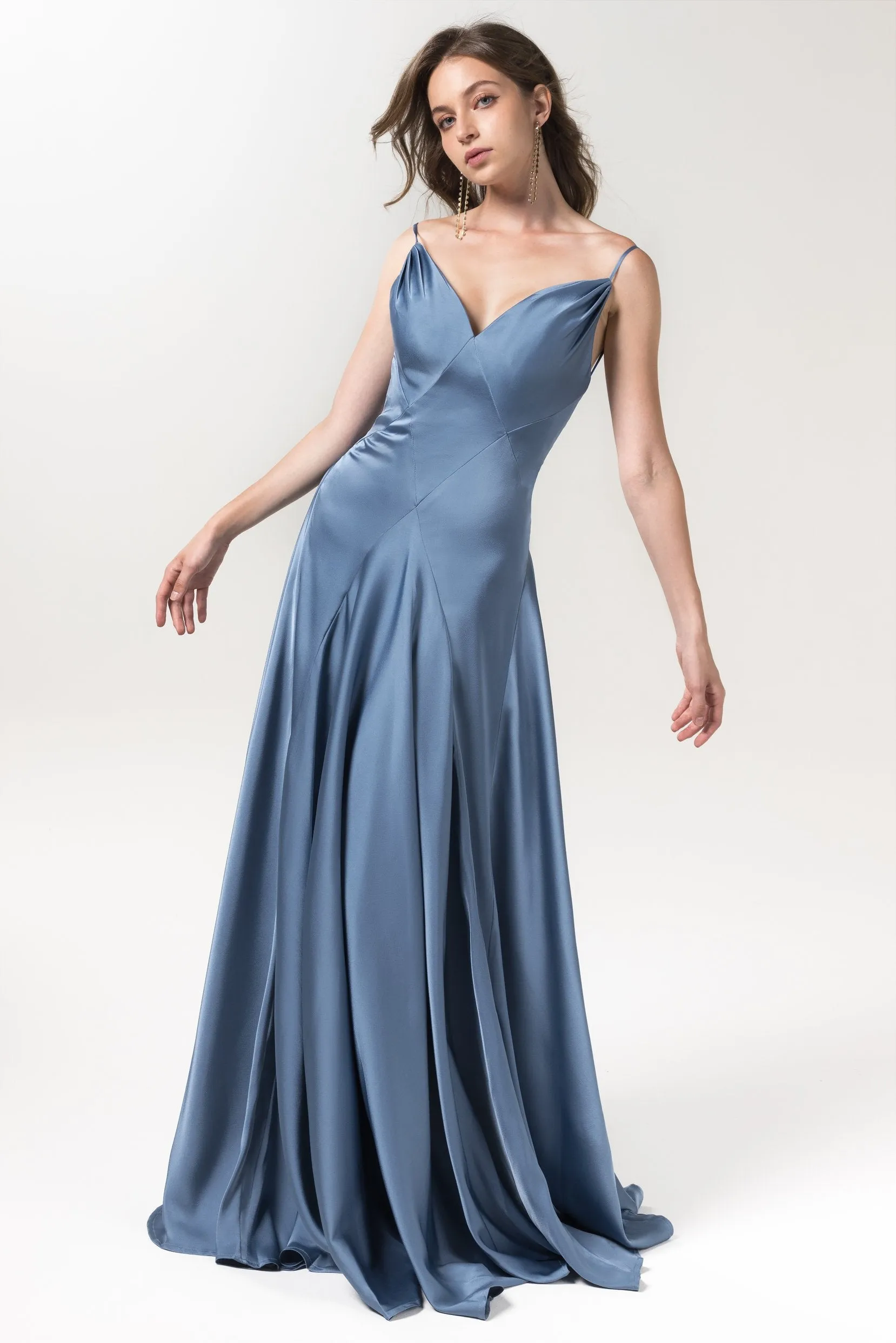 A-Line Floor Length Luxe Satin Bridesmaid Dress Formal Dresses CB0591 sold by Cocomelody