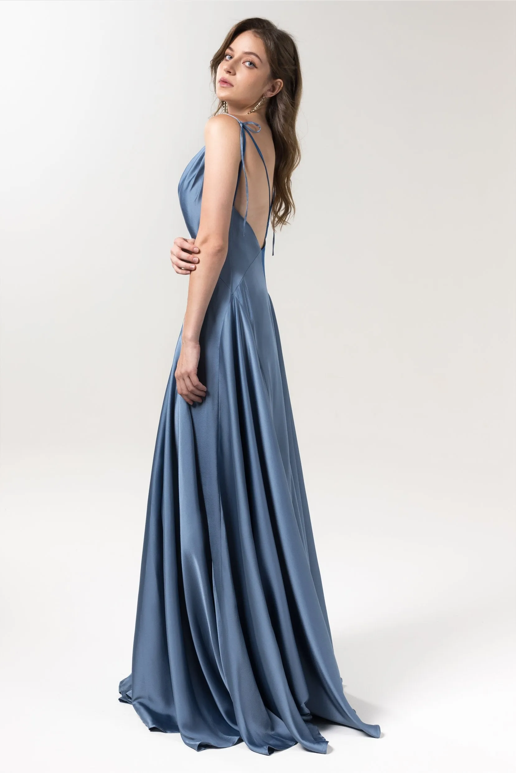 A-Line Floor Length Luxe Satin Bridesmaid Dress Formal Dresses CB0591 sold by Cocomelody product image thumbnail 4