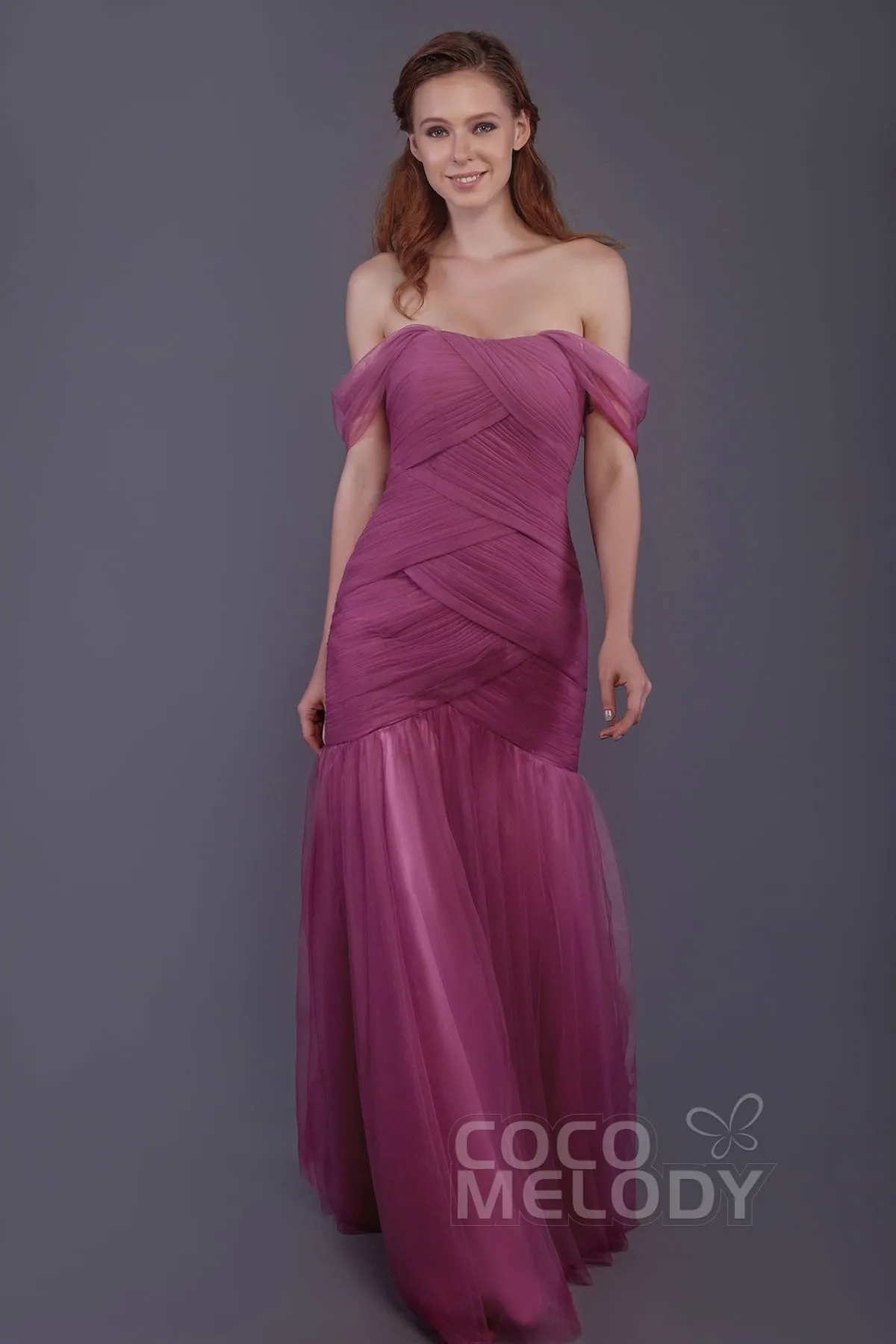 Trumpet-Mermaid Floor Length Tulle Bridesmaid Dress PR3504 sold by Cocomelody product image thumbnail 4