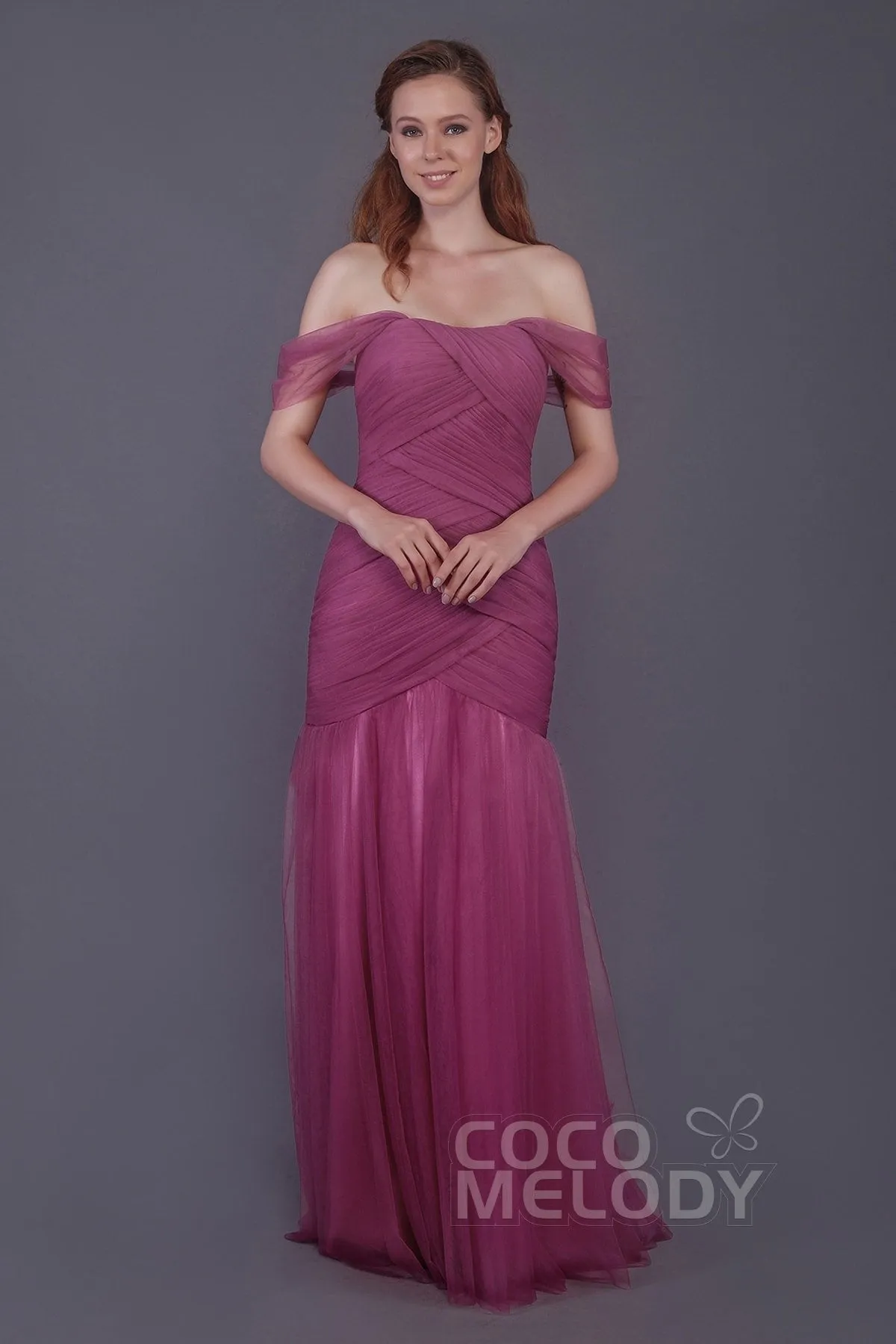 Trumpet-Mermaid Floor Length Tulle Bridesmaid Dress PR3504 sold by Cocomelody product image thumbnail 2