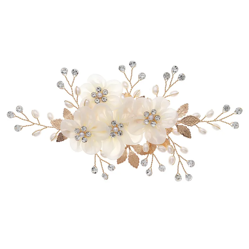 Beautiful white flower handcrafted hair clip Wedding hair accessories Diamond pearl hair clip 753896048928 sold by Cocomelody
