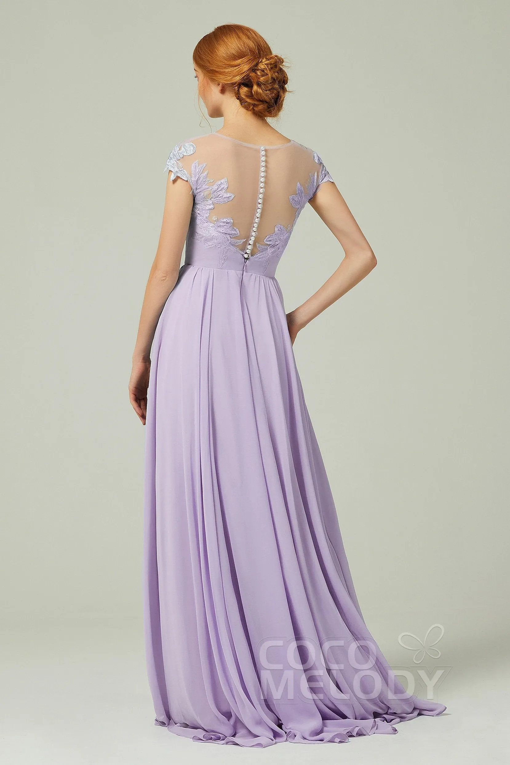 A-Line Sweep-BrushTrain Chiffon Bridesmaid Dress CB0248 sold by Cocomelody product image thumbnail 2