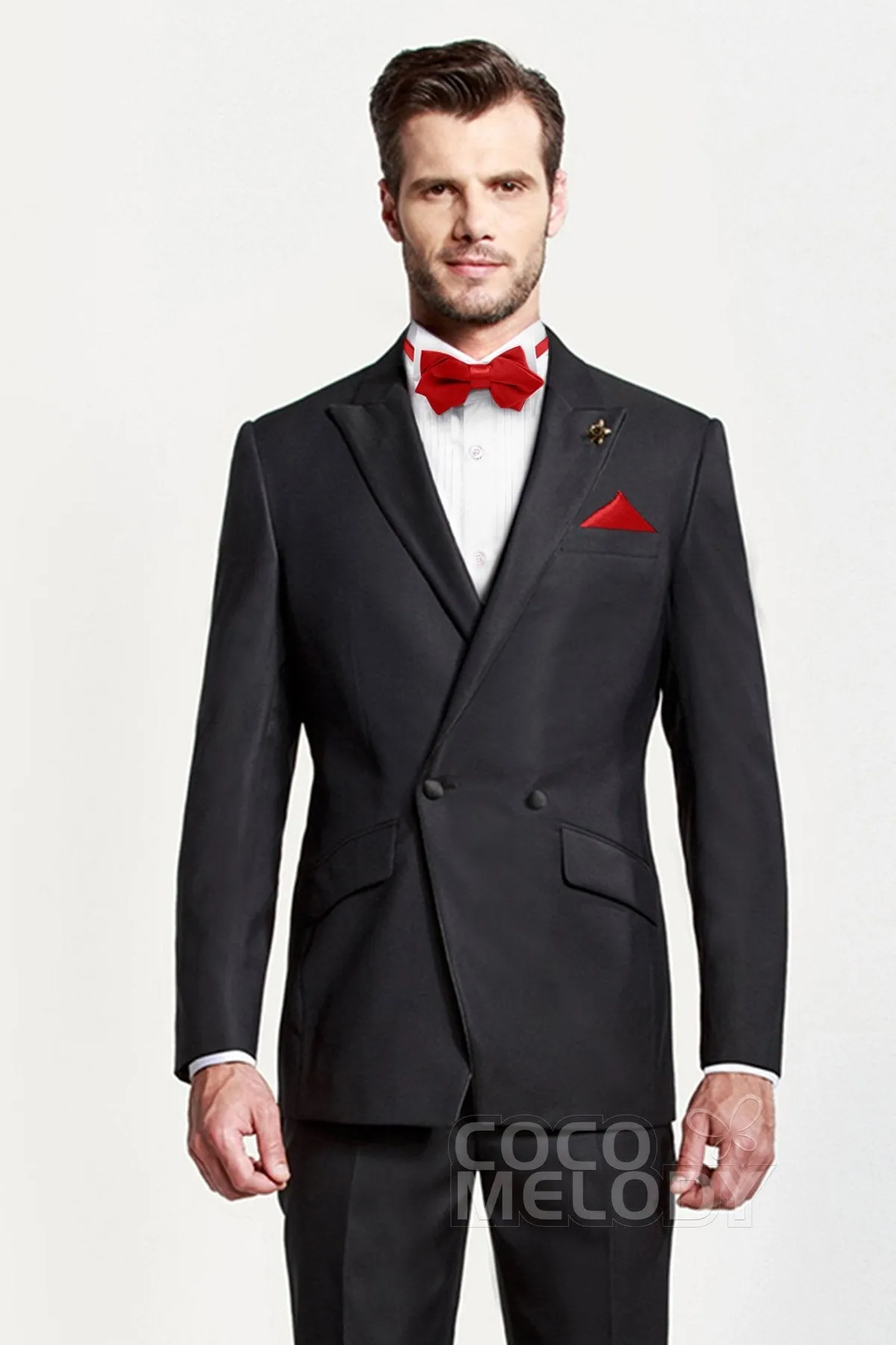 Men's 2-Piece Elastic Silk Like Satin Bow Ties Pocket Square sold by Cocomelody product image thumbnail 5