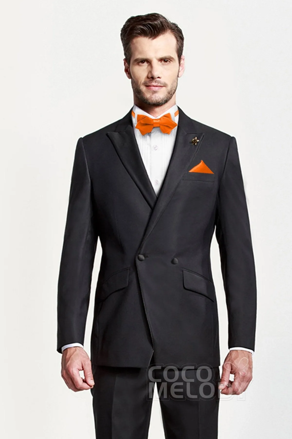 Men's 2-Piece Elastic Silk Like Satin Bow Ties Pocket Square sold by Cocomelody