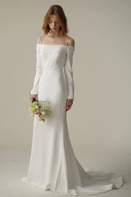 Trumpet-Mermaid Court Train Satin Wedding Dress CW3088 sold by Cocomelody