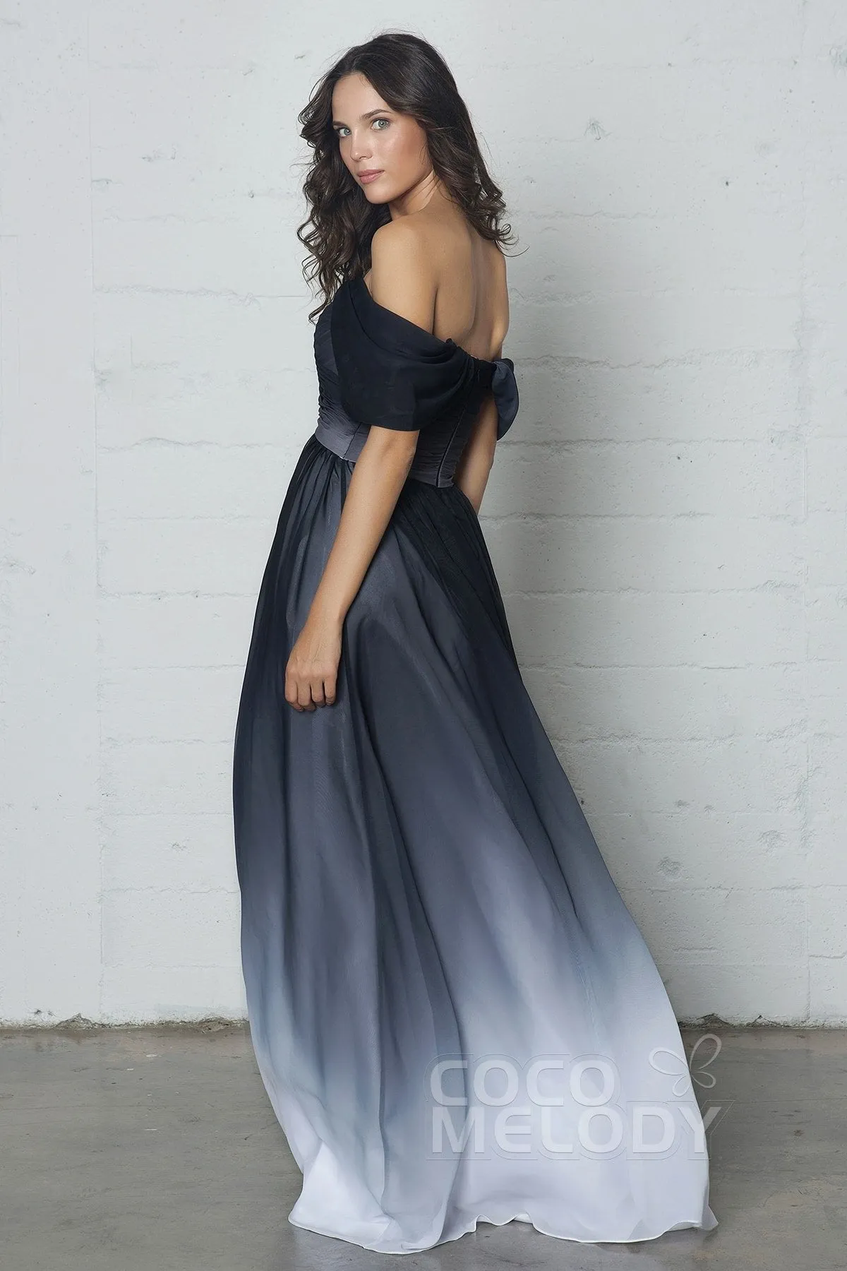 Sheath-Column Floor Length Ombre Chiffon Dress COZF17015 sold by Cocomelody product image thumbnail 2