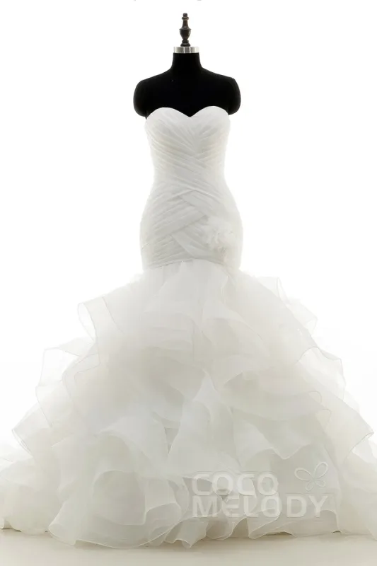 Trumpet-Mermaid Court Train Organza Wedding Dress LD3817 sold by Cocomelody