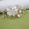 White pearl Pan Hair comb ornaments Handmade flower headdress bridal ornaments 728343527290 sold by Cocomelody